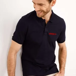 Alternative view of Yakası Düğmeli Yakalı Pike Baskılı T-Shirt - Beyaz