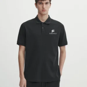 Yakası Düğmeli Yakalı Pike Baskılı T-Shirt - Beyaz