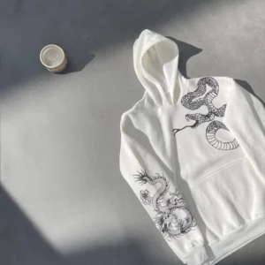 Alternative view of Uzun Kol Kapüşonlu Baskılı SweatShirt - Beyaz