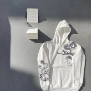 Alternative view of Uzun Kol Kapüşonlu Baskılı SweatShirt - Beyaz