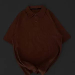 Alternative view of Yakalı Patlı Kısa Kol T-shirt - Kahverengi