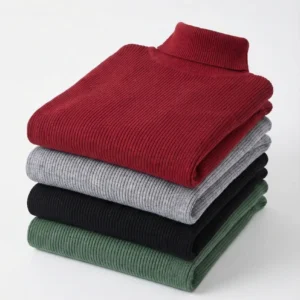 Alternative view of 4'lü Siyah, Bordo, Gri, Haki Unisex Kaşkorse Boğazlı Full Likralı Fitilli Body Kazak