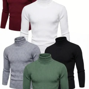 5'li Siyah, Beyaz, Bordo, Gri, Haki Unisex Kaşkorse Boğazlı Full Likralı Fitilli Body Kazak