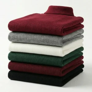 Alternative view of 6'lı Siyah, Beyaz, Bordo, Gri, Haki Unisex Kaşkorse Boğazlı Full Likralı Fitilli Body Kazak