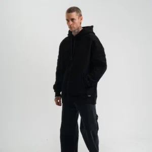 Alternative view of Double Oversize Kapşonlu Nakışlı SweatShirt - Siyah