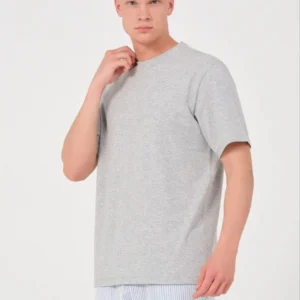 Erkek 24/1 Düz A Kalite Oversize T-shirt - Gri