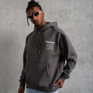 Alternative view of Erkek 98 Baskılı Kapşonlu Sweat - Gri