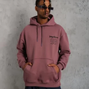 Alternative view of Erkek 98 Baskılı Kapşonlu Sweat - Gül Kurusu