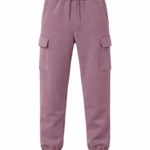 Alternative view of Erkek Baggy Üç İplik Kargo Cepli Eşofman Ayarlanabilir Paça Beli İpli Pantolon - Gül Kurusu