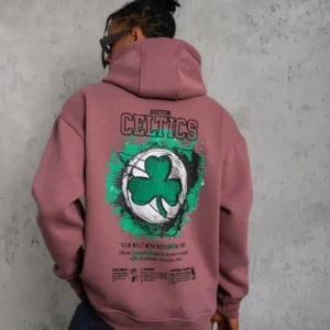 Alternative view of Erkek Baskılı Kapüşonlu ve Kordon İpli Sweat - Gül Kurusu