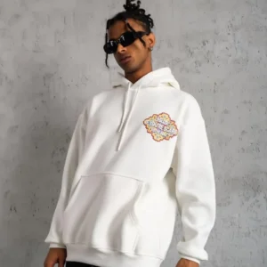 Alternative view of Erkek Kilim Desen Kapüşonlu Sweat- Beyaz