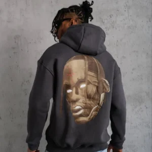 Erkek Kordonlu Arka Maske Kordon Saçlı Kapüşonlu - Füme