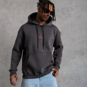 Alternative view of Erkek Kordonlu Arka Maske Kordon Saçlı Kapüşonlu - Füme