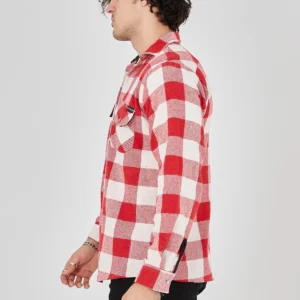 Alternative view of Erkek Oduncu Gömlek – Uzun Kollu, Şardonlu Kumaş, Kareli Desen, Regular Fit, Manşetli, Çift Cepli, Rahat Günlük Bahar & Kış Stil - Pembe