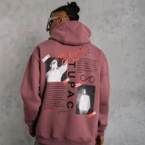 Alternative view of Erkek Ön Arka Baskılı Kapşonlu Sweat - Gül Kurusu