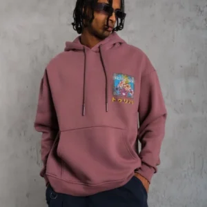 Alternative view of Erkek Patel Six Baskılı Kapüşonlu Sweat - Gül Kurusu