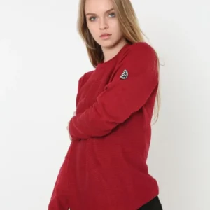 Kadın Biskilet Yaka Kolu Armalı - Kırmızı