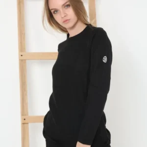 Kadın Biskilet Yaka Kolu Armalı - Siyah