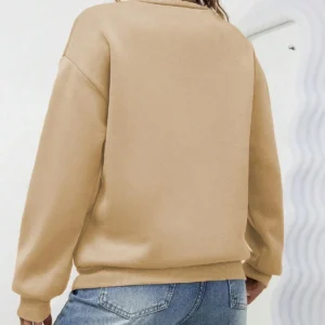 Kadın Düz Bisiklet Yaka Sweat - Bej