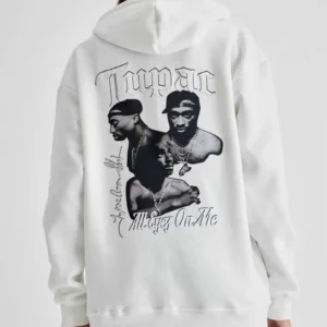 Alternative view of Kadın Kapüşonlu Sırt Baskılı Üç İplik Oversize Sweatshirt - Beyaz