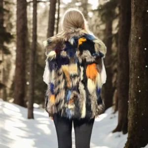 Alternative view of Kadın Kolsuz Hakiki Deri Ceket - Siyah