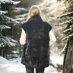 Alternative view of Kadın Kolsuz Hakiki Yelek - Siyah