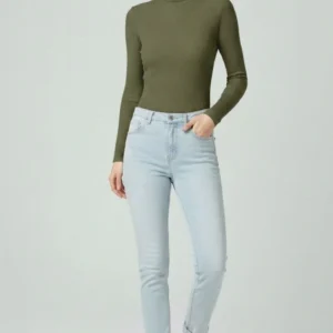 Alternative view of Kadın Tam Boğazlı Fitilli Likrali Kaşkorse Badi İnce Uzun Kollu Rahat Kazak - Haki