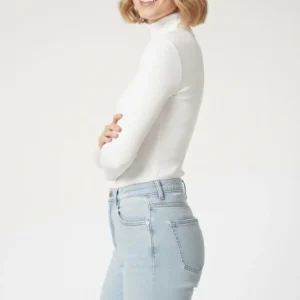 Kadın Tam Boğazlı Fitilli Likrali Kaşkorse Badi İnce Uzun Kollu Kazak - Beyaz