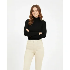 Alternative view of Kadın Tam Boğazlı Fitilli Likrali Koşkorse Badi - Siyah