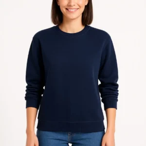 Alternative view of Kadın Üç İplik Düz Bisiklet Yaka SweatShirt - Lacivert