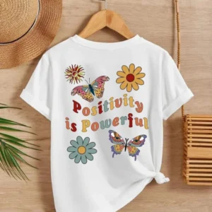 Alternative view of Kız Çocuk Bisiklet Yaka Baskılı T-Shirt - Beyaz