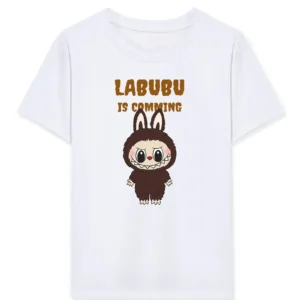 Kız Labubu Çocuk Baskılı T-Shirt - Beyaz