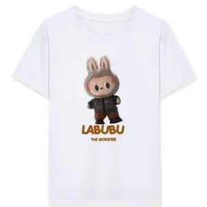 Kız Labubu Çocuk Baskılı T-Shirt - Beyaz