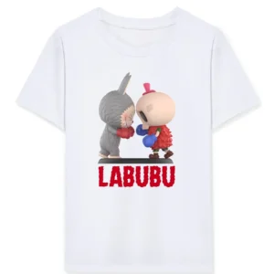 Kız Labubu Çocuk Baskılı T-Shirt - Beyaz