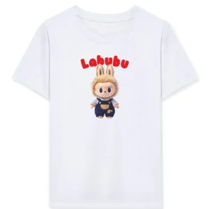 Kız Labubu Çocuk Baskılı T-Shirt - Beyaz