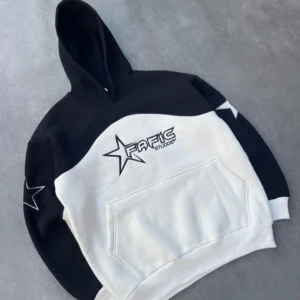 Alternative view of Parçalı Nakış İşlemelı Kapüşonlu SweatShirt - Siyah