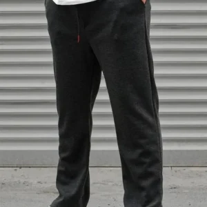 Erkek Üç İplik Basic Eşofman Boru Paça İpli Pantolon - Antrasit