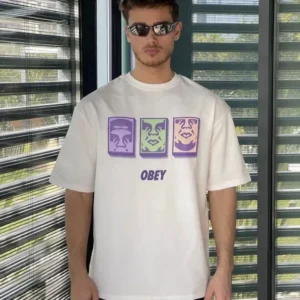 Unisex Bisiklet Yaka Baskılı Oversize T-Shirt - Beyaz