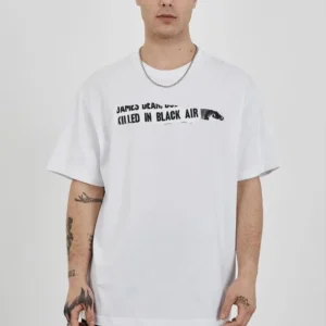 Unisex Bisiklet Yaka Baskılı Oversize T-Shirt - Beyaz