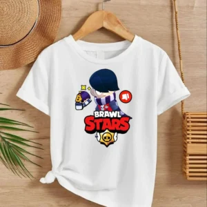 Alternative view of Unisex Bisiklet Yaka Kısa Kol Baskılı Çocuk T-Shirt - Beyaz