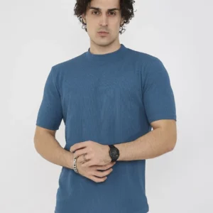 Alternative view of Unisex Bisiklet Yaka Slim fit T-Shirt- Turkuaz