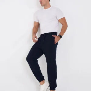 Alternative view of Unisex Kışlık Üç İplik Lastikli Eşofman Pantolon - Lacivert