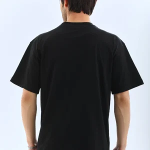 Alternative view of Unisex Oversize Düz Bisiklet Yaka T-Shirt - Siyah