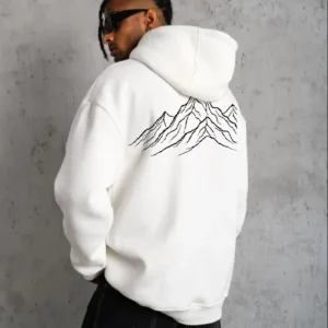 Alternative view of Erkek Nihilist Penguen Özel Tasarım Oversize Kapüşonlu Sweatshirt - Beyaz