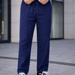 Alternative view of Erkek Keten Cepli Çıma Dikişli jogger Buggy Pantalon Rahat kalıp - Lacivert