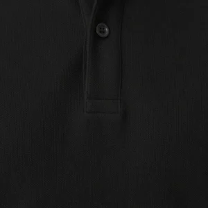 Alternative view of Erkek Pike Kumaş Düğmeli Yaka Regular Fit Günlük Kısa kol Tişört T-shirt - Siyah