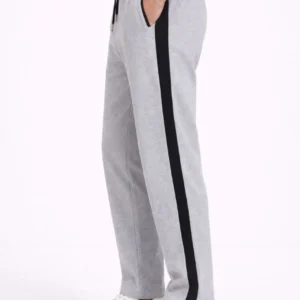 Alternative view of Erkek Yandan Şeritli Boru Paça Eşofman Altı 3 iplik Pamuklu Eşofman - Gri