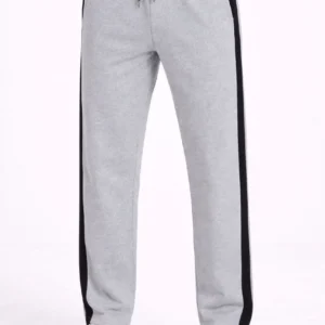 Erkek Yandan Şeritli Boru Paça Eşofman Altı 3 iplik Pamuklu Eşofman - Gri