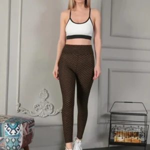 Alternative view of Kadın Yüksek Bel  Toparlayıcı Likralı Büzgülü Tayt - Sarı