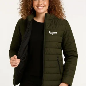 Alternative view of Kadın Mikro Su İtici Kapitone Baskılı Astarlı Fermuarlı Bomber Mont - Haki